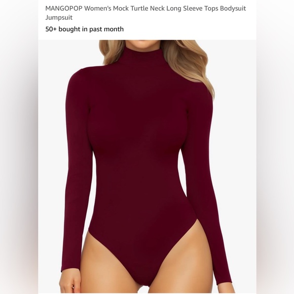 NEW!! MANGOPOP women’s mock turtle neck long sleeve tops bodysuit jumpsuit - Picture 5 of 5